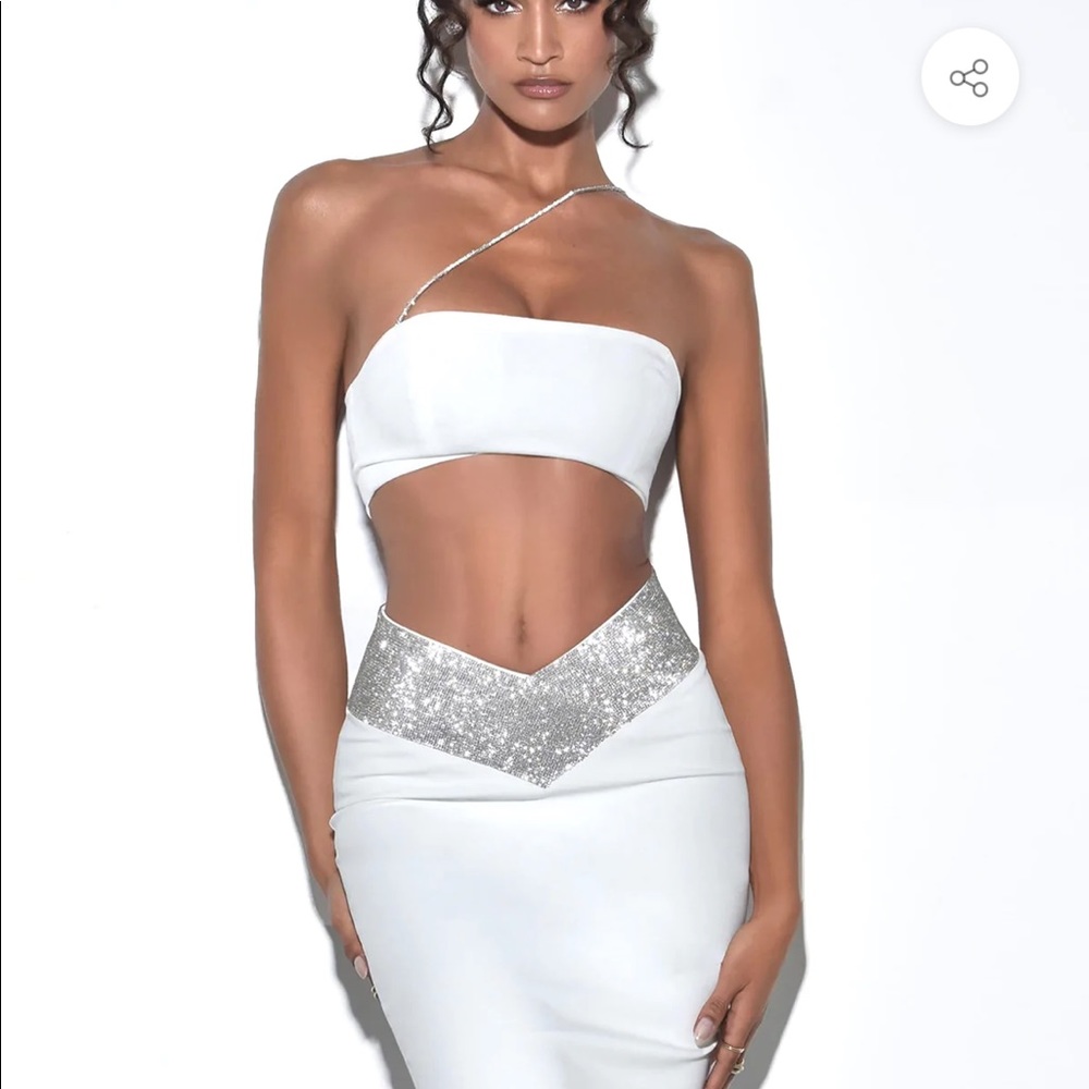 Uriel White Crop Top With Crystal Strap
